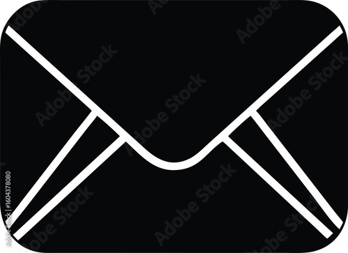Simple black envelope icon silhouette