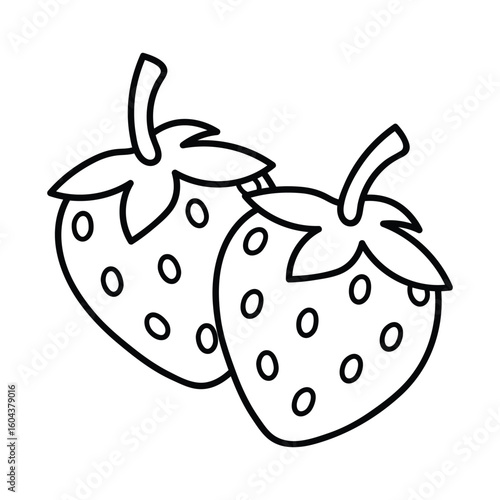 strawberry, Cute & Simple Coloring Page, Simple Easy and Large Print Designs, Cute Stuff, Cute and Cozy, Bold and Easy, Self-love, Victor Illustration, Easy Coloring, hand-drawn,