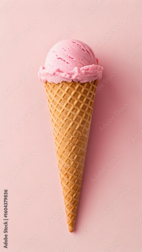 Monochrome pink theme ice cream cone with minimal props and shadows. 01 Monochrome pink theme ice cream cone with minimal props and shadows. 01
