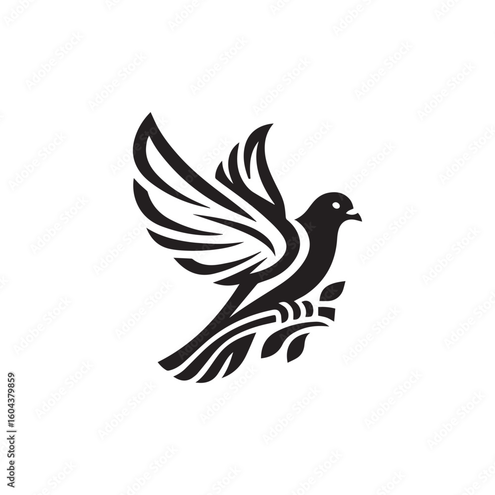 Fototapeta premium black and white dove logo vector