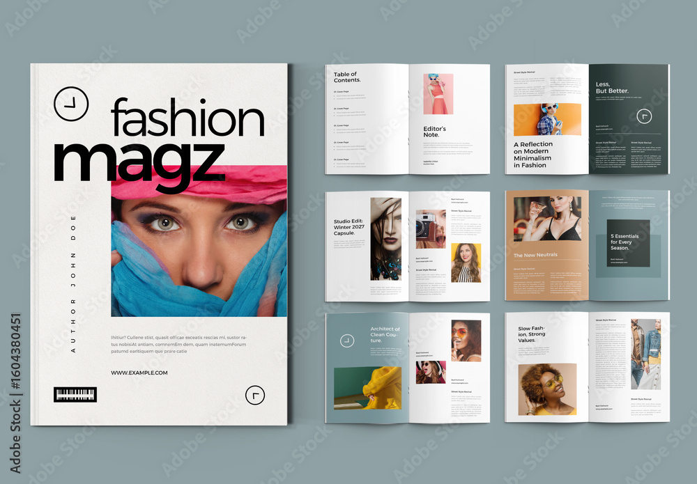 Elegant and Professional Modern Fashion Magazine Template Design Stock ...