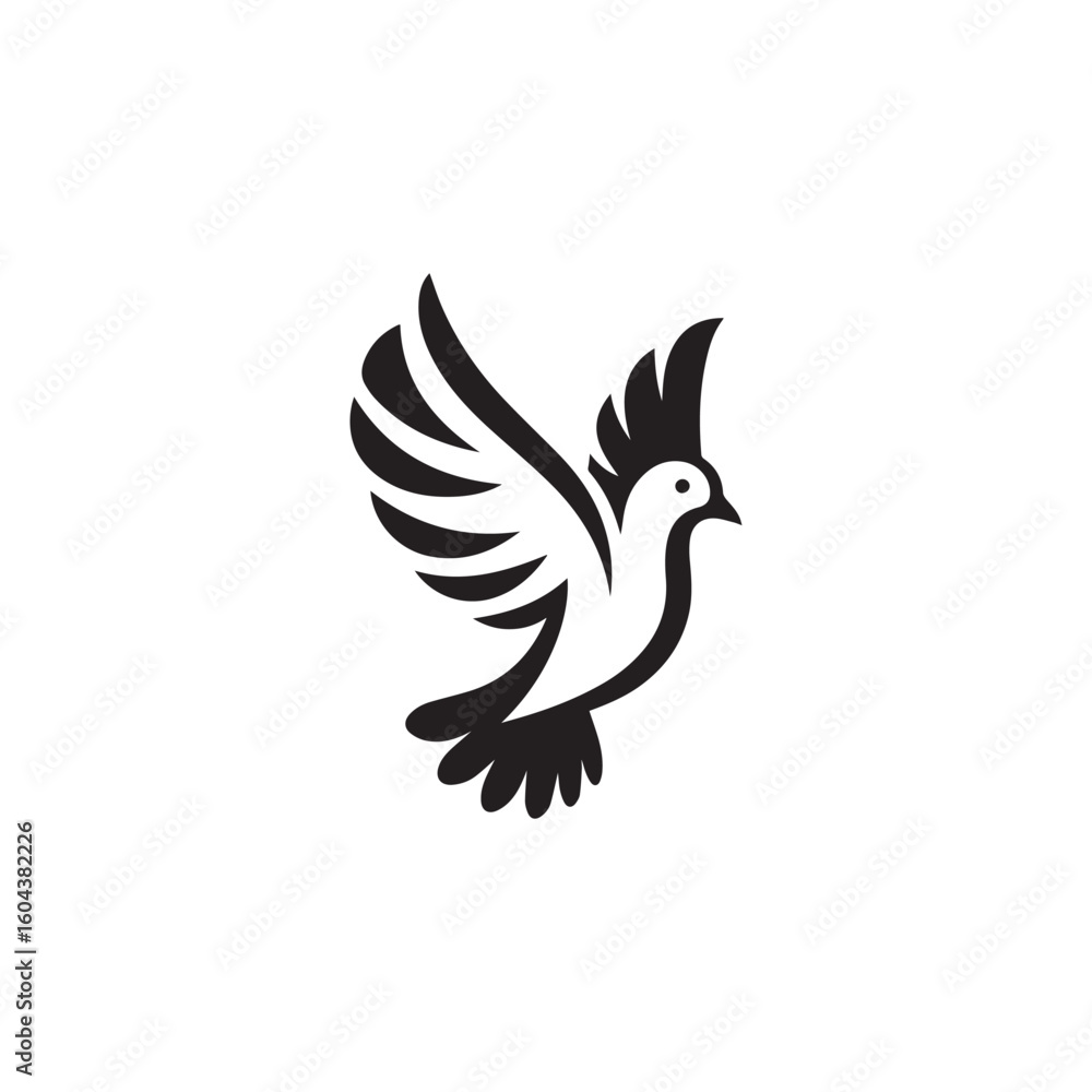 Fototapeta premium black and white dove logo vector