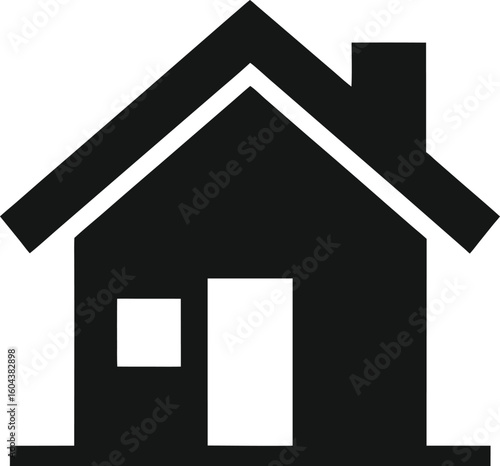 Flat Home Icon Solid Vector Silhouette