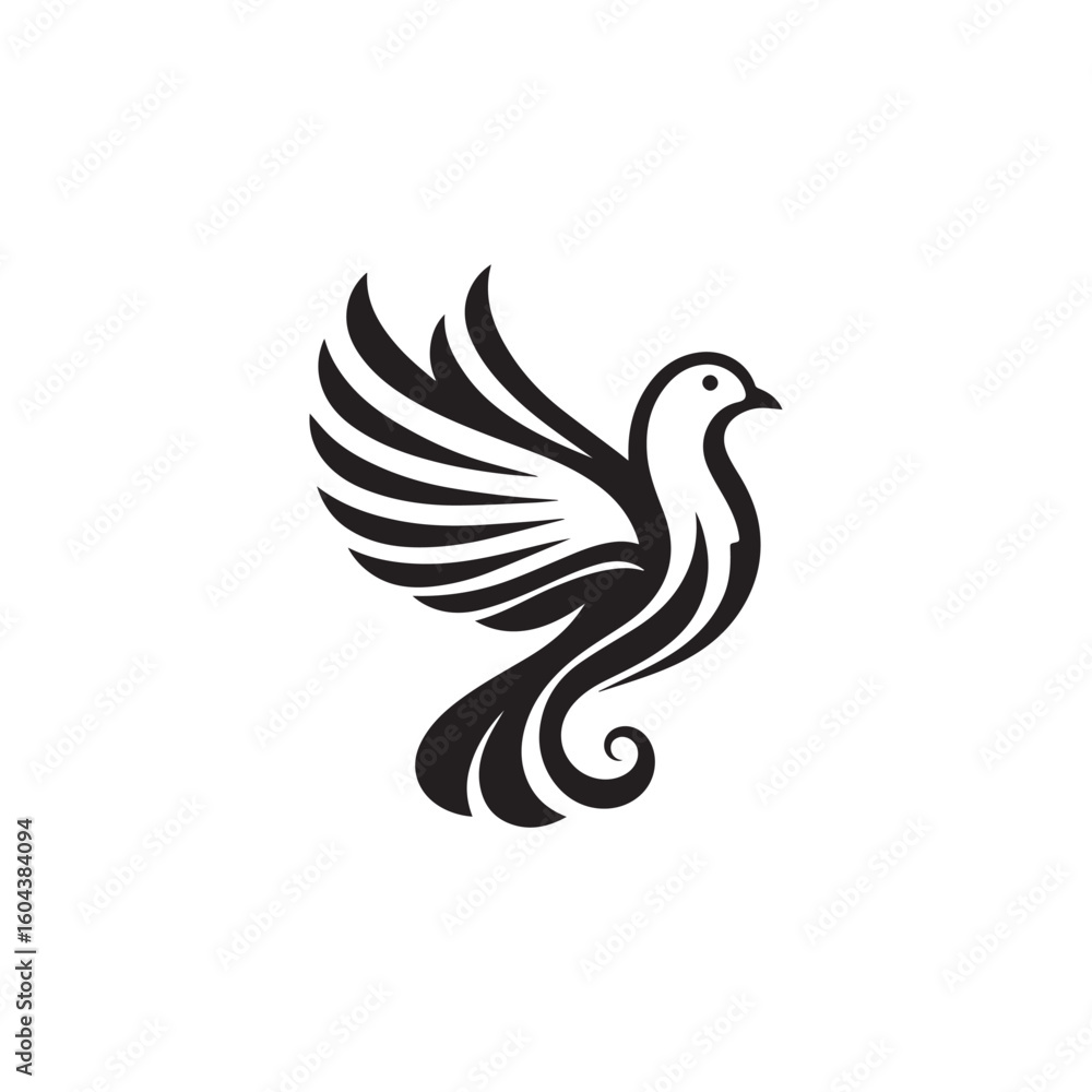 Obraz premium black and white dove logo vector