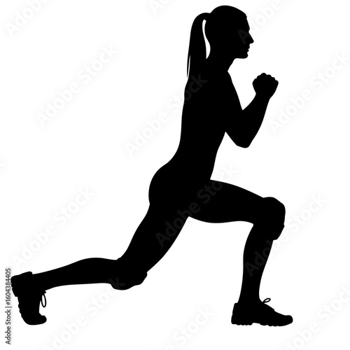 Silhouette of person lunging with knee brace, injury support training