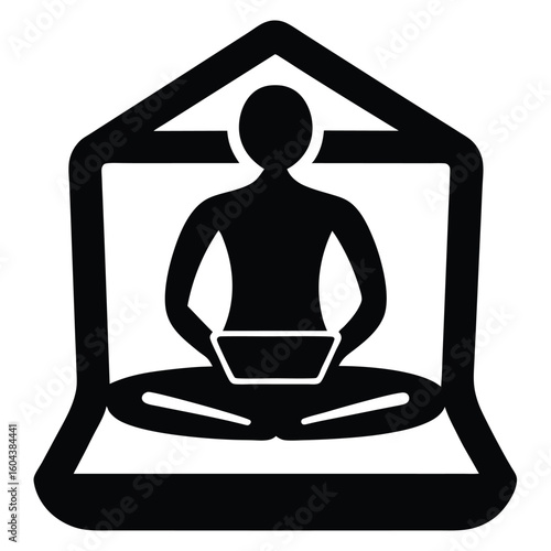 isolated online yoga icon on white background