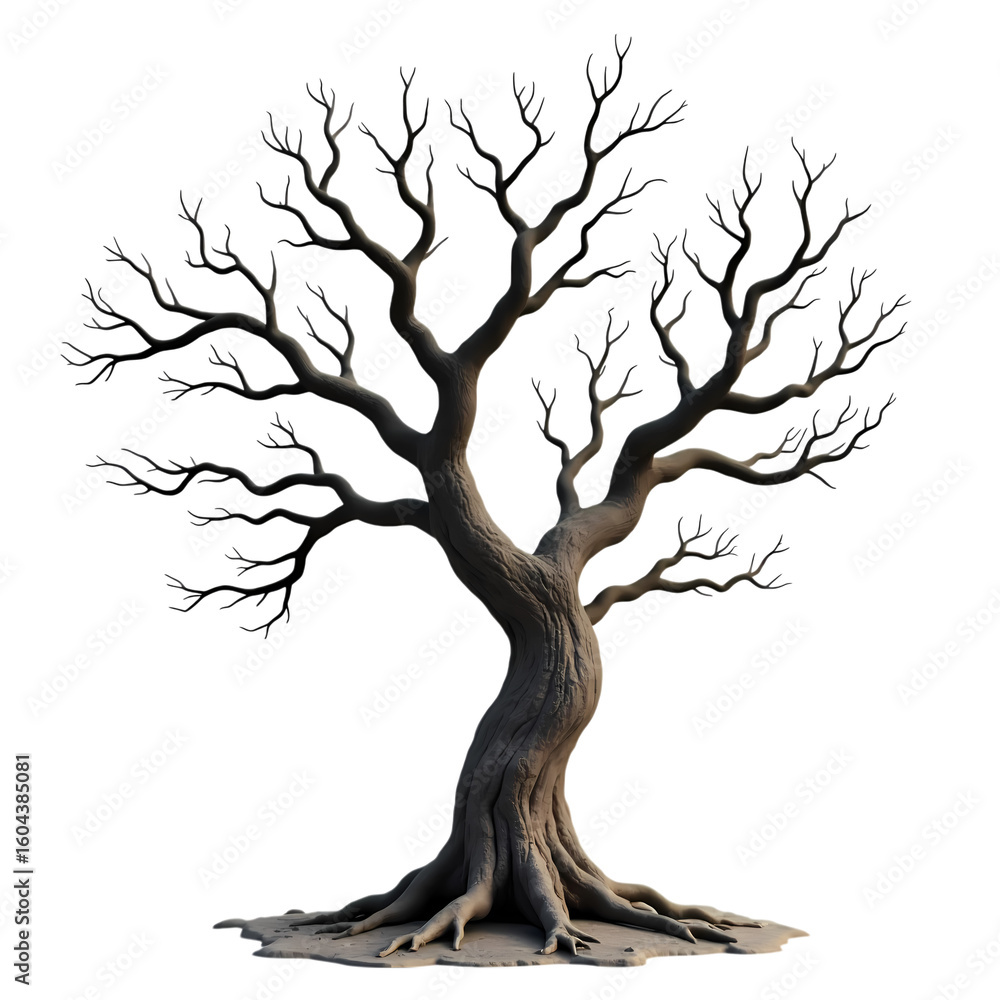Fototapeta premium A bare tree with many branches art isolated on transparent background