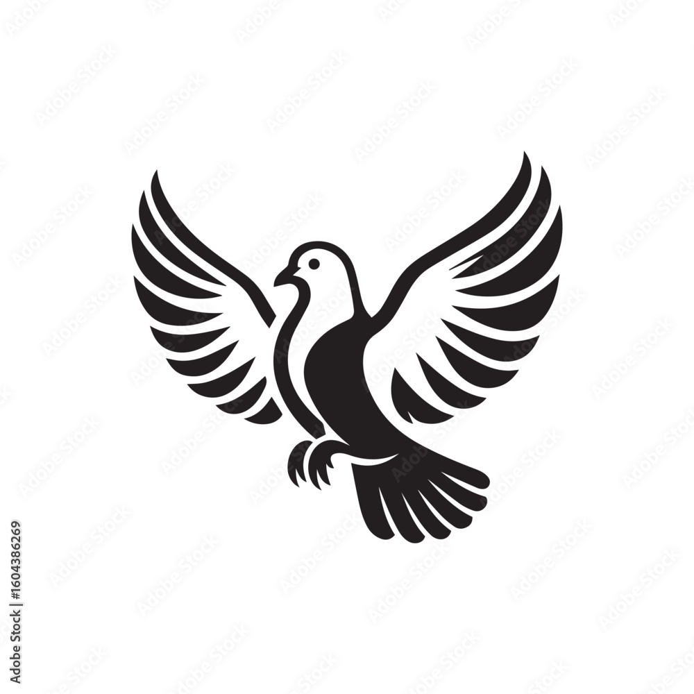 Obraz premium black and white dove logo vector