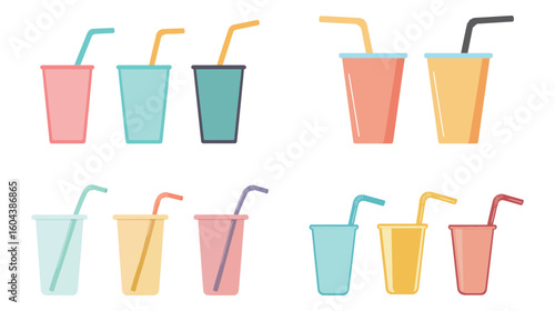 Reusable straw flat vector icon on white background, eco-friendly and sustainable drinking accessory, minimalistic design for environmental awareness, plastic-free lifestyle symbol, simple and clean 