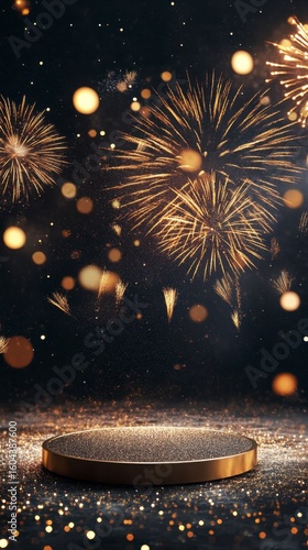Elegant Fireworks Display Over a Sparkling Stage for Celebrations