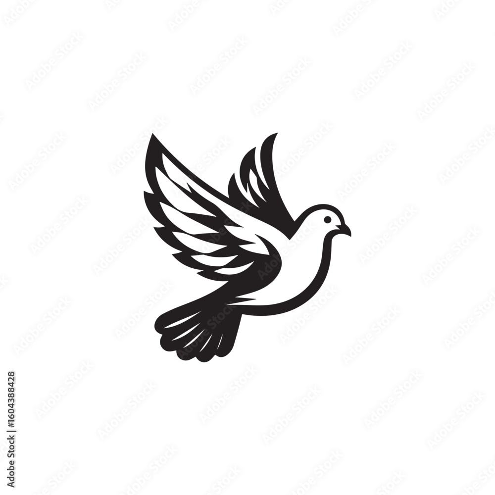 Fototapeta premium black and white dove logo vector