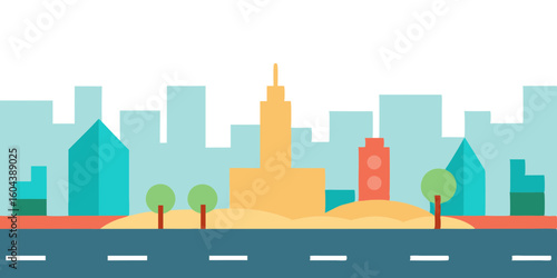 Bilde på lerret seamless cartoon city landscape vector unending