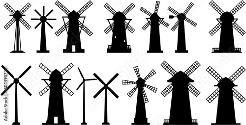 windmill silhouette vector
