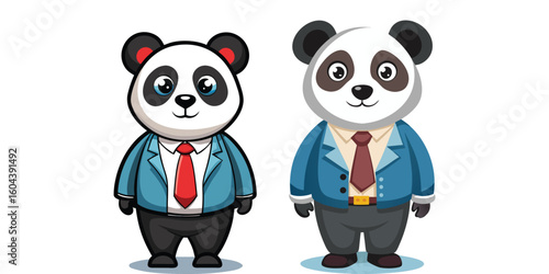 Cool Corporate Panda CEO in Casual Friday Outfit Vector – Fun Office Animal Character in Relaxed Businesswear – Perfect for Branding, Prints, and Creative Projects