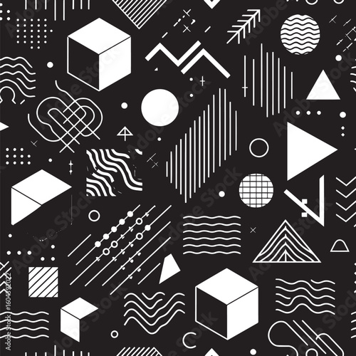 seamless pattern with black and white elements
