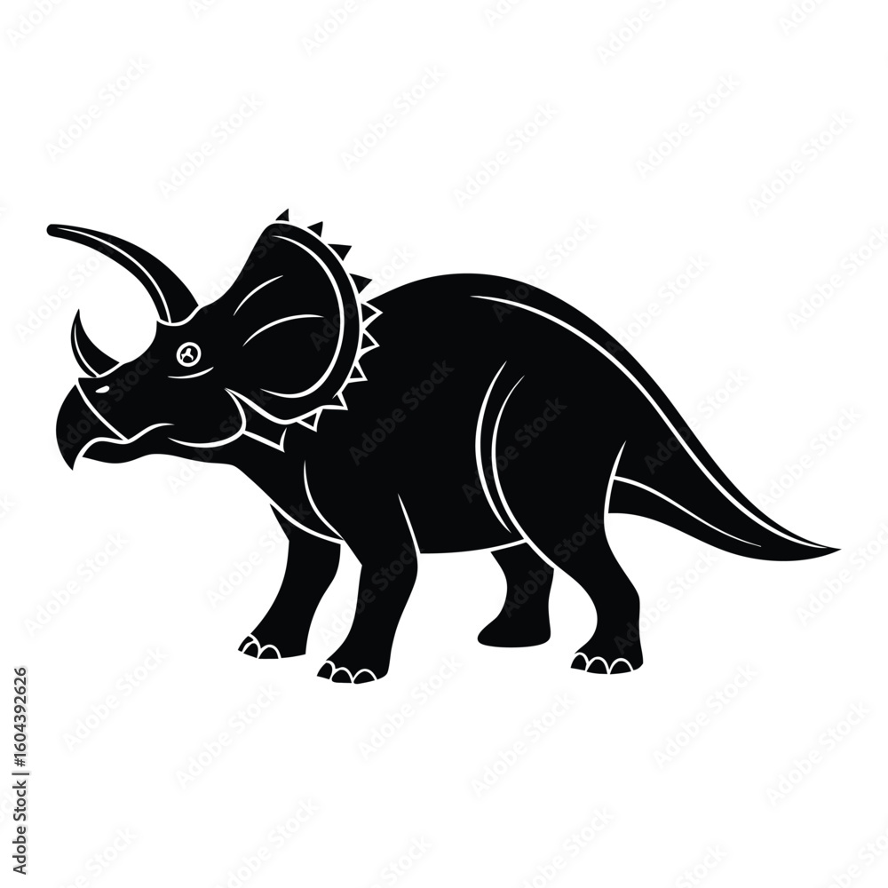 Fototapeta premium Simple Black Silhouette of Ceratopsian Dinosaurs