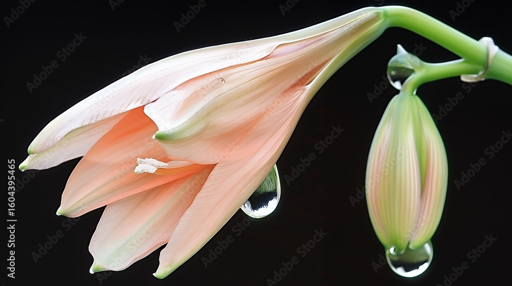 Obraz premium An extreme close-up of an orange flower petal with a water droplet, revealing delicate refractive details.