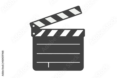 Movie Clapperboard Vector Icon. Film Slate Illustration for Cinematography, Video Production, Filmmaking, Cinema Equipment, Action Cut Symbol, Recording, Studio, Editor Tool, Transparent Background