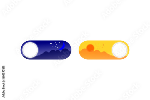 Day and Night Mode UI Toggle Switch Vector Design