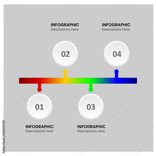 Minimalist Horizontal Timeline Infographic with Four Gradient Circles