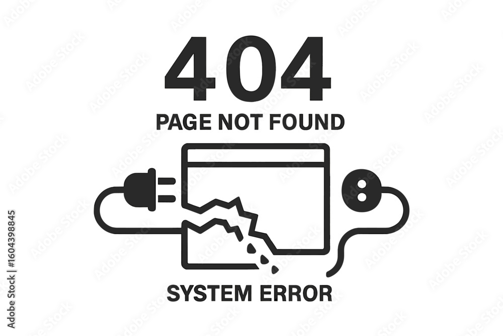 Error 404 page not found vector illustration. System error concept with disconnected plug and socket. Broken website page design for web template, UI UX, and landing page. Error 404 page not found vector illustration. System error concept with disconnected plug and socket. Broken website page design for web template, UI UX, and landing page.