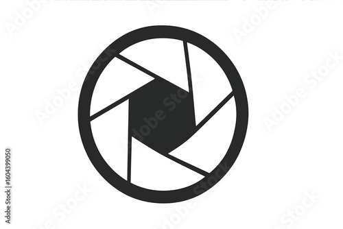 Camera shutter aperture icon. Vector focus symbol for photography. Simple isolated diaphragm logo illustration. Objective lens graphic element for photo equipment design.