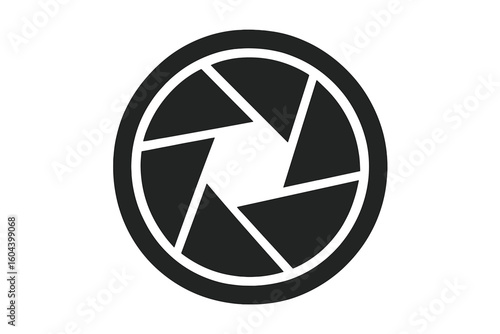 Camera shutter aperture icon vector. Focus symbol illustration. Photography lens diaphragm logo concept. Optical equipment silhouette. Isolated graphic element for photo app.
