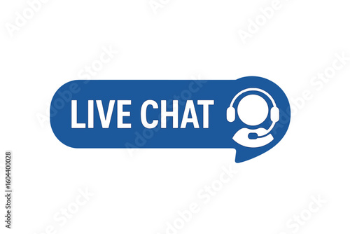 Live chat button with headset operator icon for online support, customer service call center, web landing page, UI, mobile app, banner, client communication, message support concept vector