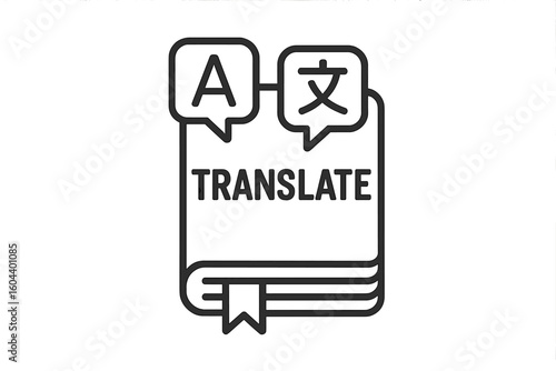 Translate vocabulary symbol vector illustration, language translation icon, multilingual communication concept, education, global language learning, transparent background design