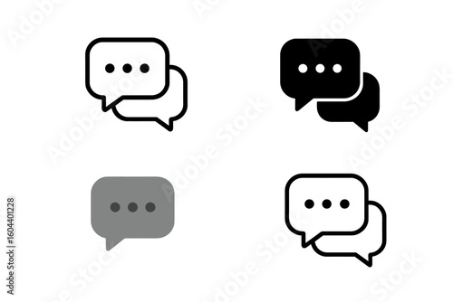 Modern Chat Message Bubbles Vector Icon Set. Communication Symbols Collection. Messaging, Conversation, SMS, Notification, Online Group Chat, Social Media Dialogue, Business and Web Communication.