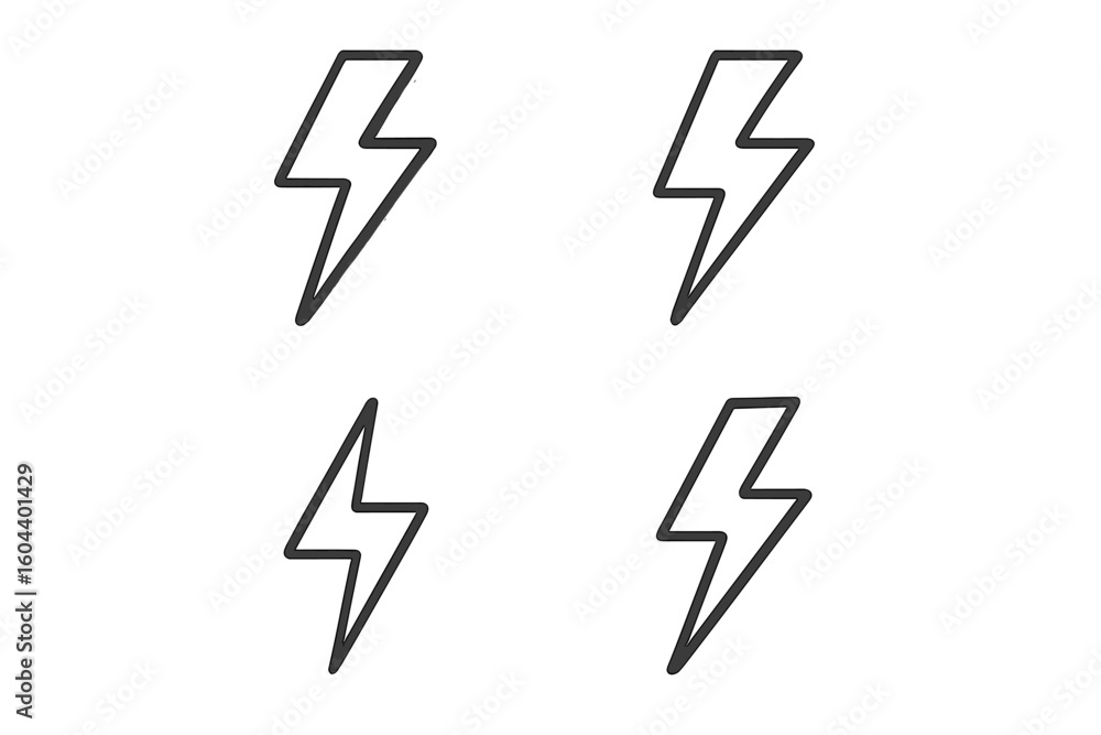 Set of lightning bolt flat line icons. Vector illustration symbol of energy, power, electricity, and speed. Simple electric thunder flash sign for graphic design. Set of lightning bolt flat line icons. Vector illustration symbol of energy, power, electricity, and speed. Simple electric thunder flash sign for graphic design.