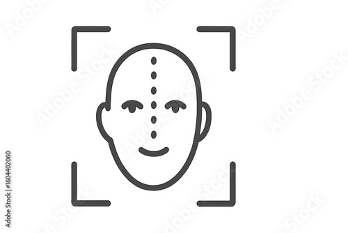 Face recognition line icon. Biometric identification symbol. Facial scan for security access and verification. Personal data protection technology vector concept illustration.