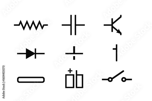 Electrical Component Schematic Symbols Vector Set