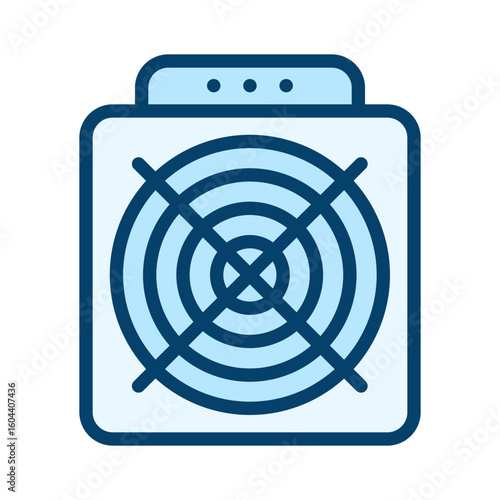 ASIC miner icon. Crypto mining icon. Filled outline icon. Vector icon with editable stroke. Isolated on transparent background.
