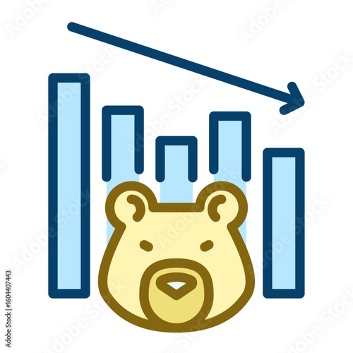 Bear market icon. Filled outline icon. Vector icon with editable stroke. Isolated on transparent background.