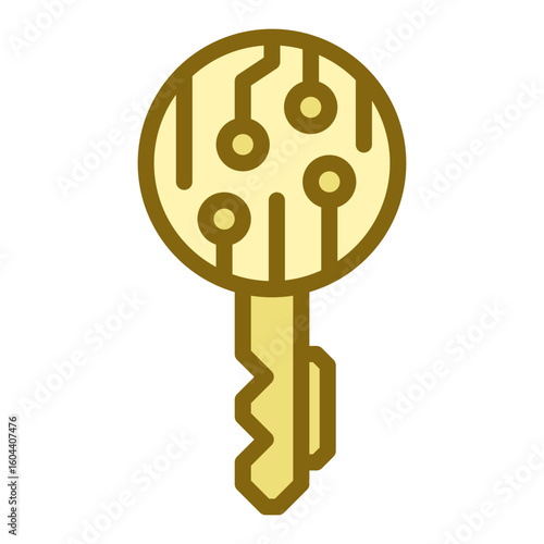 Cryptographic key icon. Filled outline icon. Vector icon with editable stroke. Isolated on transparent background.