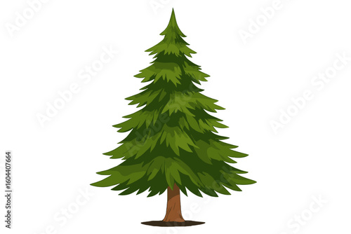 Pine tree vector illustration. Fir, spruce, evergreen icon for nature, forest, and winter themes. Christmas holiday decoration element for graphic design projects. Isolated.