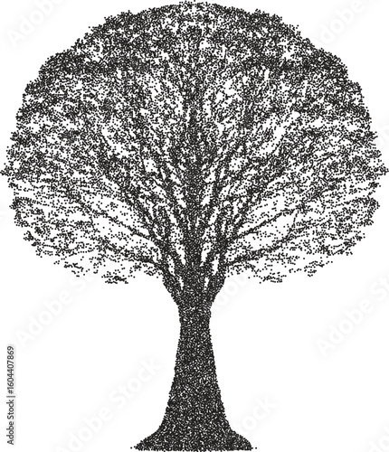 Tree retro y2k stipple design wood halftone brutalist urban vector png with clear background, forest 2000s photocopy grunge tattoo gen z effect