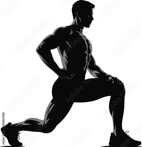 Male Athlete Doing a Lunge Silhouette