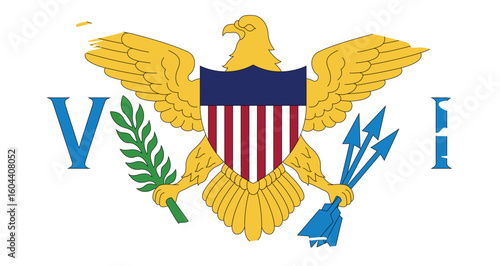 grunge style brush painted flag of the united states virgin islands with eagle holding arrows and olive branch

