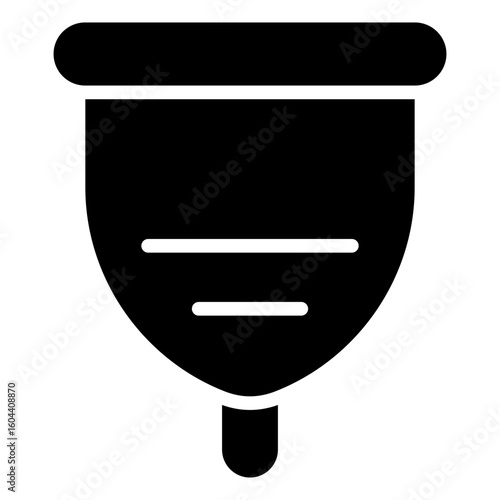 Menstrual Cup Glyph Black Silhouette Icon Vector Design - menstrual cup illustration, representing reusable feminine hygiene products