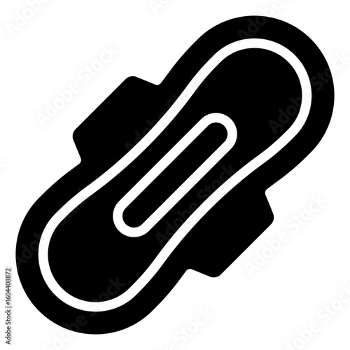 Sanitary Pad Glyph Black Silhouette Icon Vector Design - sanitary pad illustration, representing menstrual hygiene and personal care