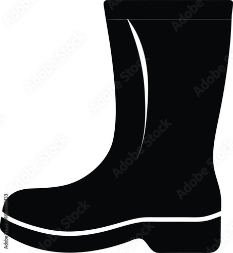 Solid Flat Minimal Rain Boot Silhouette