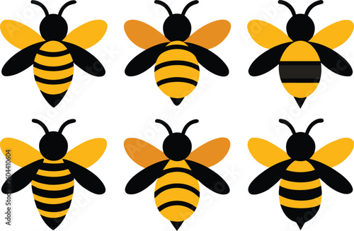 set of bee vector illustration