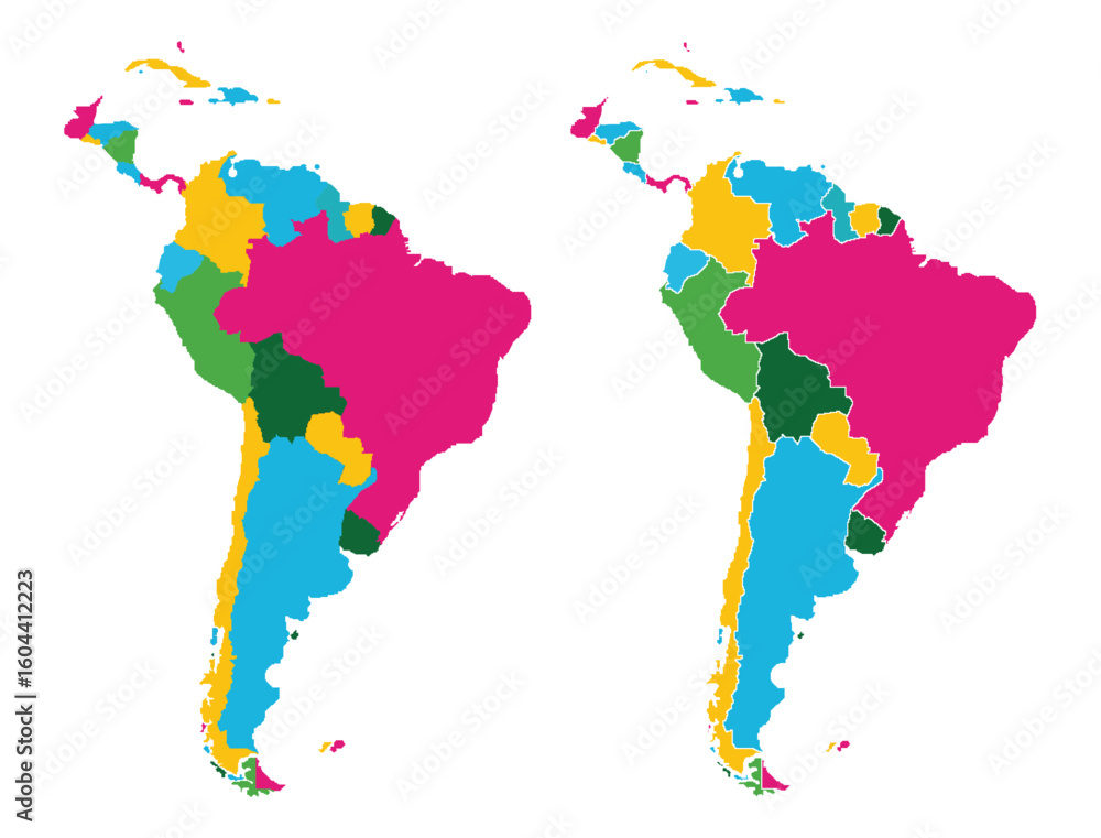 Fototapeta premium Colorful Map of Latin America