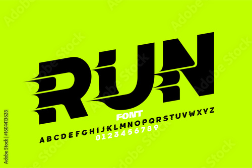 RUN. Sport style font desig...