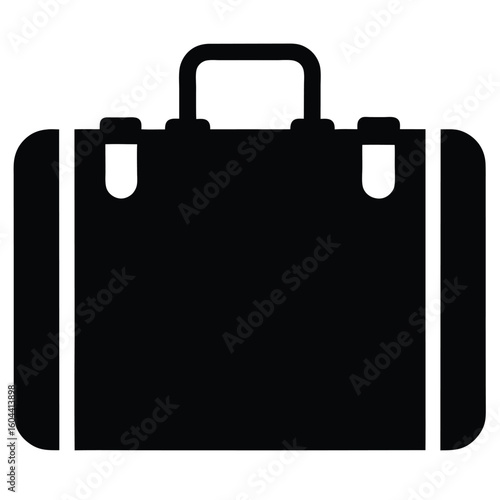 Solid Suitcase Travel Icon Silhouette