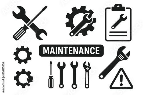 Maintenance and repair concept with tools and gears. Technical support, settings, and configuration vector illustration for web design, UI, UX, and under construction page.