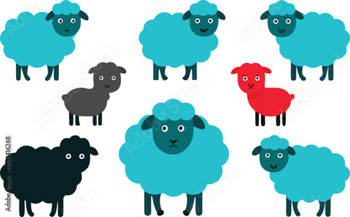 set of sheep vector icons