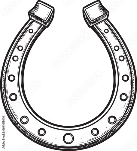 Lucky Horseshoe Black Silhouette Design | Rustic Charm Emblem Illustration Vector Format